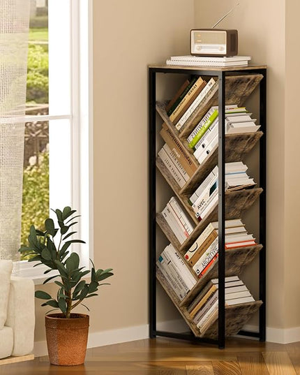 Tree Bookshelf - 9 Tier Floor Standing Tree Bookshelf for CDs/Movies/Books, Small Bookshelf for Small Spaces Bookshelves Wooden Book Storage Organizer Shelves for Bedroom Living Room Smaller - LeafyLoom