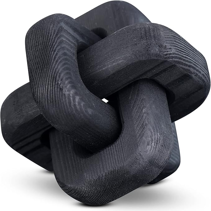 Black Wooden Knot Bohemian Decoration Hand-Carved Knot Black Coffee Table Decoration Suitable for Modern Home Bedroom Living Room Minimalist Decoration (Black) - LeafyLoom