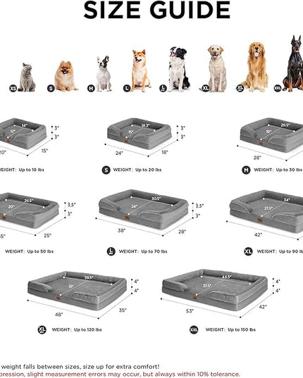 Bedsure Orthopedic Dog Bed for Extra Large Dogs - XL Washable Dog Sofa Beds Large, Supportive Foam Pet Couch Bed with Removable Washable Cover, Waterproof Lining and Nonskid Bottom, Grey BEDSURE