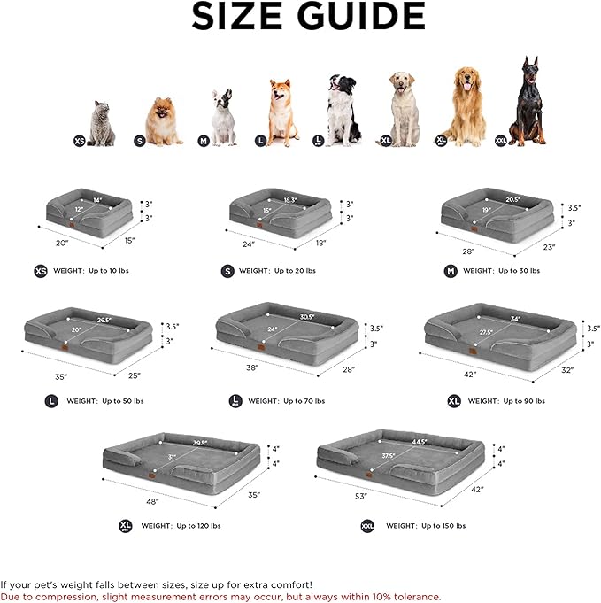 Bedsure Orthopedic Dog Bed for Extra Large Dogs - XL Washable Dog Sofa Beds Large, Supportive Foam Pet Couch Bed with Removable Washable Cover, Waterproof Lining and Nonskid Bottom, Grey BEDSURE