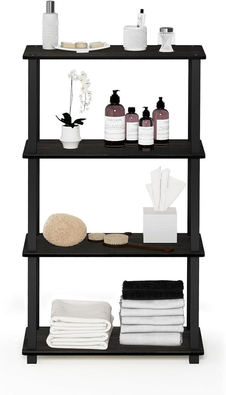 Furinno Turn-N-Tube 4-Tier Multipurpose Shelf Display Rack, Square Tube, Espresso/Black - LeafyLoom