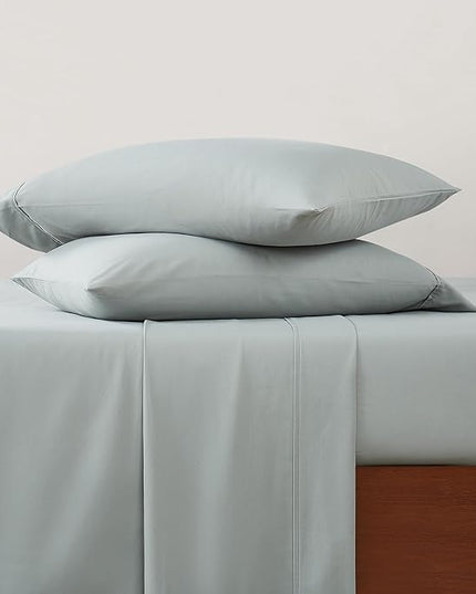 UGG 13696 Alahna Cali King Bed Sheets and Pillowcases 4-Piece Set Luxury Machine Washable Deep Pockets Wrinkle-Resistant Breathable Cozy Comfort Silky Cooling Sheets, California King, Mineral - LeafyLoom