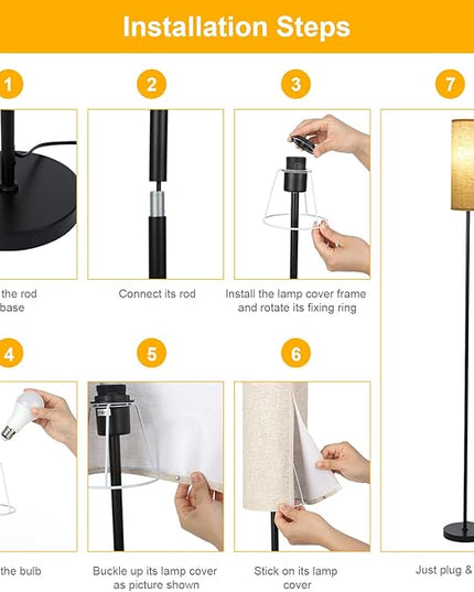 Neoglint Smart RGB Floor Lamp for Living Room Compatible with Alexa & Google Home, 68" Morden Color Changing Corner Standing Lamp, Pole Lamp with Linen Lampshade for Office, Hotel(Bulb Included) - LeafyLoom