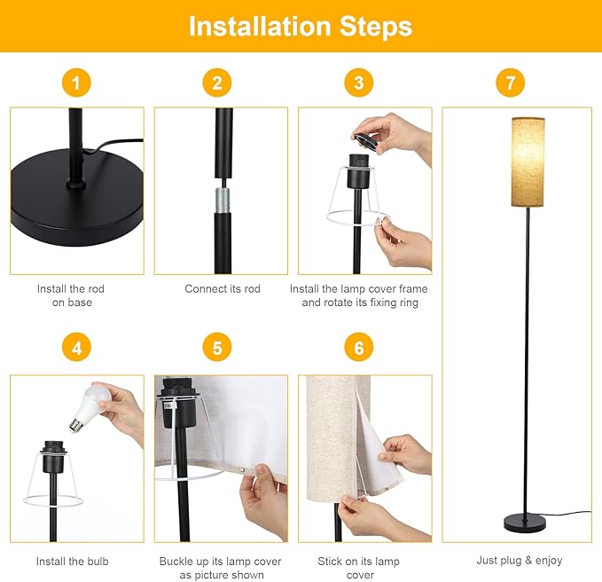 Neoglint Smart RGB Floor Lamp for Living Room Compatible with Alexa & Google Home, 68" Morden Color Changing Corner Standing Lamp, Pole Lamp with Linen Lampshade for Office, Hotel(Bulb Included) - LeafyLoom