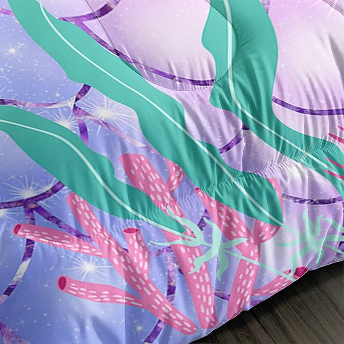 CVHOUSE Mermaid Comforter Set,Rainbow Mermaid Bedding Set for Girls Kids Teens,Rainbow Mermaid Comforter Mermaid Duvet Set Room Decor Quilt Set Full Size - LeafyLoom