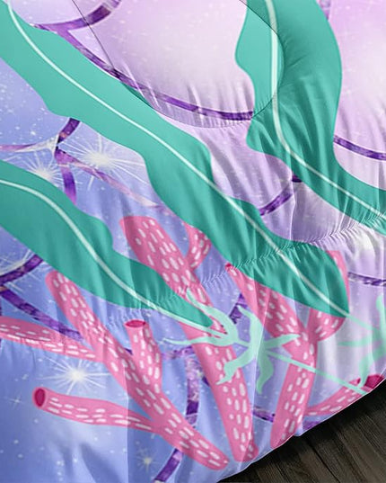 CVHOUSE Mermaid Comforter Set,Rainbow Mermaid Bedding Set for Girls Kids Teens,Rainbow Mermaid Comforter Mermaid Duvet Set Room Decor Quilt Set Twin Size - LeafyLoom