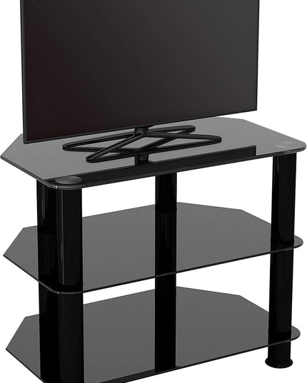 AVF SDC600BB-A TV Stand for TVs UP to 32-inch, Black Glass, Black Legs - LeafyLoom