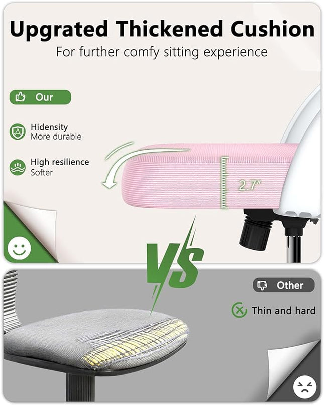 Ergonomic Mesh Office Chair, High Back Home Desk Chair with Flip-up 3D Armrests, Lumbar Support, Adjustable Headrest, Swivel Computer Task Chair for Home, Office, Work, Student, Pink - LeafyLoom