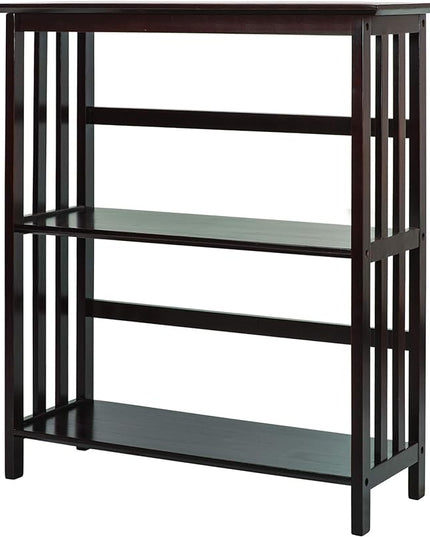 Casual Home Mission Style 3-Shelf Bookcase, Espresso - LeafyLoom