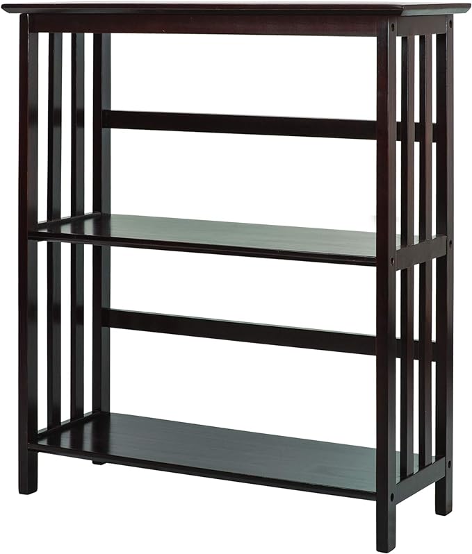 Casual Home Mission Style 3-Shelf Bookcase, Espresso - LeafyLoom