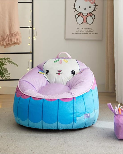 Idea Nuova Gabbys Dollhouse Hillside by pod Plush Kids Bean Bag Chair, 24"x24"x25", Ages 3+ - LeafyLoom