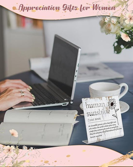 Human Sunshine Definition Desk Signs Funny Appreciation Gifts for Women Thank You Gift for Friends Teacher Coworker Doctor Nurse Gift for Mom Aunt Sister Sunshine Party Decorations XLK11 - LeafyLoom