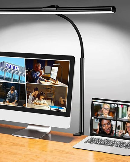 LED Desk Lamp with Clamp - Architect Desk Lamp Swing Arm Task Light 360 ° Rotation Gooseneck Desktop Lighting for Office Home Workbench Drafting Reading - LeafyLoom