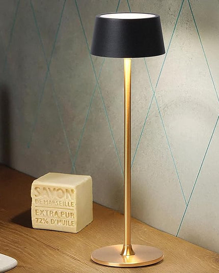 DAWALIGHT Cordless Lamp 4000mAh Rechargeable tbale lamp LED Desk Lamp Stepless Dimming Black and Gold Battery Operated Portable Cordless 2700K Gold Base - LeafyLoom