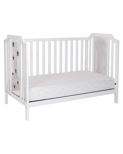 Suite Bebe Celeste 3 in 1 Convertible Island Crib, Wood and Acrylic, White - LeafyLoom