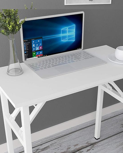 SogesGame 31.5 inches Small Desk Computer Desk for Small Space Small Folding Table Small Writing Desk Compact Desk Foldable Desk No Install Needed, White - LeafyLoom