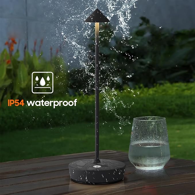 Set of 2 Rechargeable Cordless Table Lamp,6000mAh LED Battery Operated Desk Lamp Touch 3 Color Dimming Portable Outdoor Waterproof Table Light for Patio/Restaurant/Dining/Home (Grey) - LeafyLoom