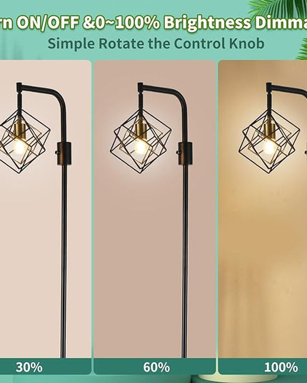 Dimmable Farmhouse Floor Lamp for Living Room, 1 Light Rustic Standing Tall Lamp, Modern Bright Floor Lamp, Industrial Standing Lamp for Bedroom, Tall Pole Lamps Office, LED Bulbs Included. - LeafyLoom