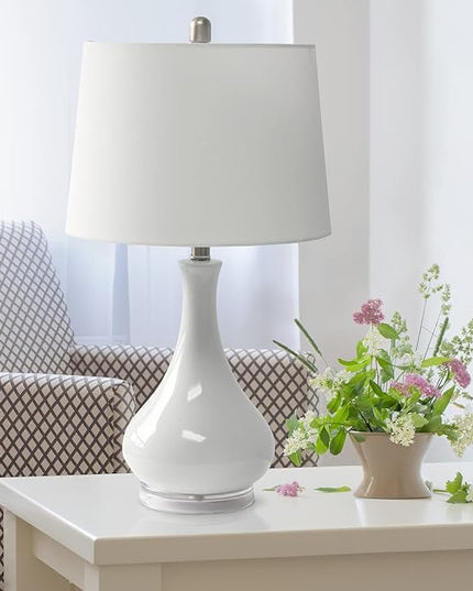 Elegant Designs LT3312-AQU Ceramic Genie Tear Drop Shaped Glossy Table Lamp, Aqua - LeafyLoom