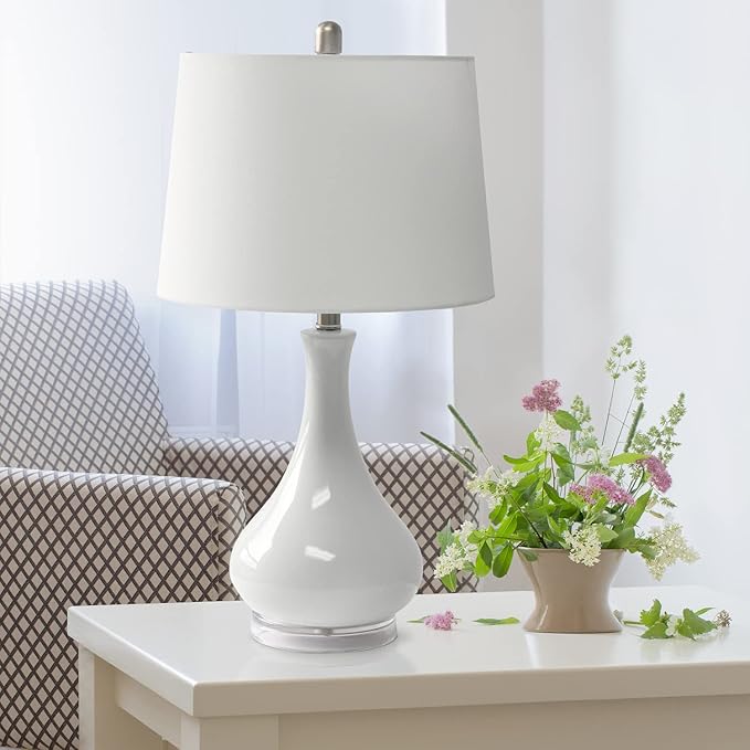 Elegant Designs LT3312-AQU Ceramic Genie Tear Drop Shaped Glossy Table Lamp, Aqua - LeafyLoom