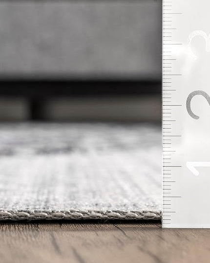 nuLOOM Starfish and Stripes Machine Washable Ultra Thin Area Rug, 5' x 8', Light Grey - LeafyLoom