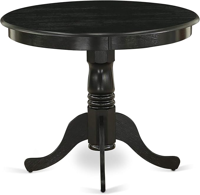 East West Furniture ANVA3-BLK-W 3 Piece Kitchen Table Set for Small Spaces Contains a Round Dining Room Table with Pedestal and 2 Dining Chairs, 36x36 Inch, Black - LeafyLoom