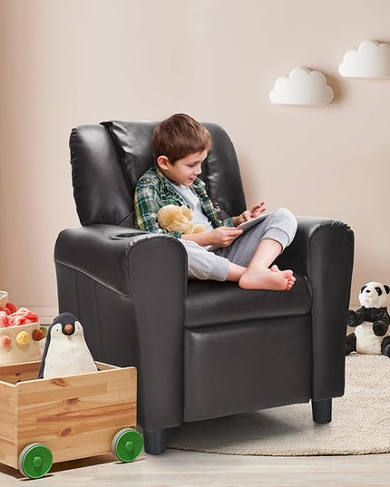 ARLIME Kids Recliner chair, toddler Armchair Upholstered Couch with Cup Holder, Backrest, baby Leather sofa with Headrest and Footrest, Child Furniture for Ages 2-7 - LeafyLoom