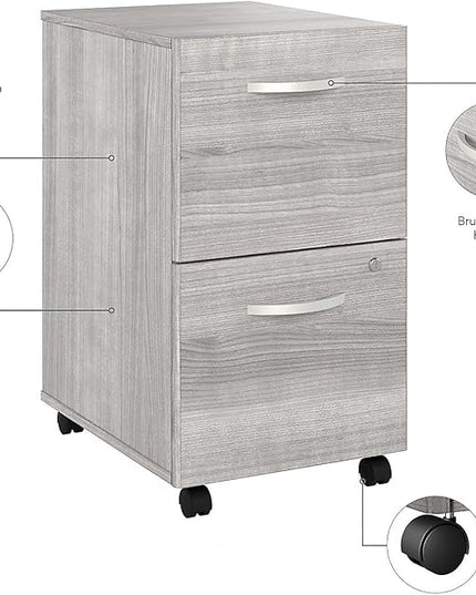 Bush Business Furniture HYF116PGSU-Z Hybrid 2-Drawer Mobile File Cabinet, Letter/Legal, Platinum Gray, 20-Inch, - LeafyLoom