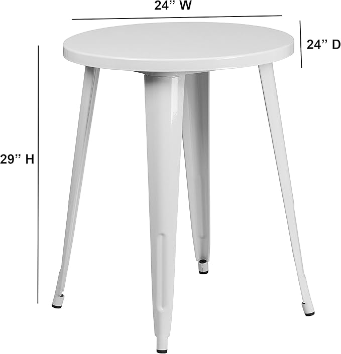 Flash Furniture Webb Commercial Grade 24" Round White Metal Indoor-Outdoor Table - LeafyLoom