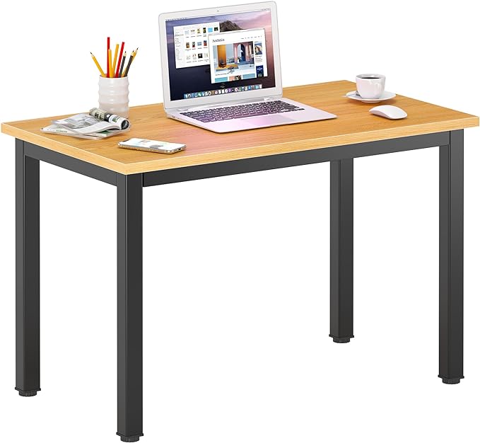 DlandHome 31.5 inches Small Computer Desk for Home Office Activity Table Writing Table for Small Spaces Study Table Student Laptop Desk Teak and Black DND-AC3BB-8040 - LeafyLoom