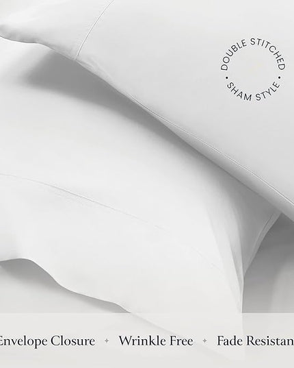 BELADOR Silky Soft Twin XL White Sheet Set -Luxury 4 Piece Bed Sheets For TwinXL Size Bed Secure-Fit Deep Pocket Sheets With Elastic, Breathable Hotel Sheets & Pillowcase, Wrinkle Free Oeko-Tex Sheets - LeafyLoom