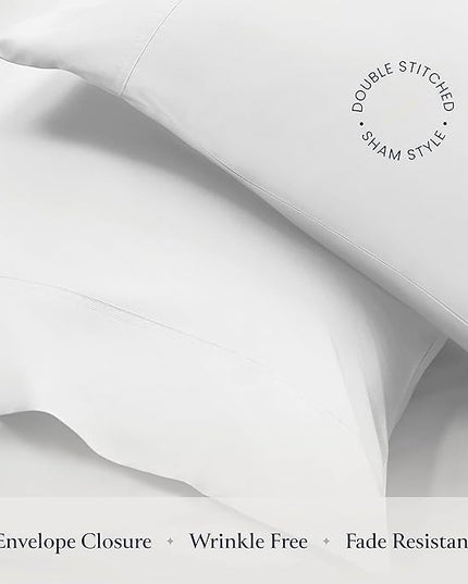 BELADOR Silky Soft Twin White Sheet Set -Luxury 4 Piece Bed Sheets for Twin Size Bed, Secure-Fit Deep Pocket Sheets with Elastic, Breathable Hotel Sheets & Pillowcase Set, Wrinkle Free Oeko-Tex Sheets - LeafyLoom