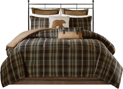 Woolrich Rustic Lodge Cabin Comforter Set - All Season Down Alternative Warm Bedding Layer and Matching Shams, Oversized Queen, Hadley Plaid, Multi - LeafyLoom