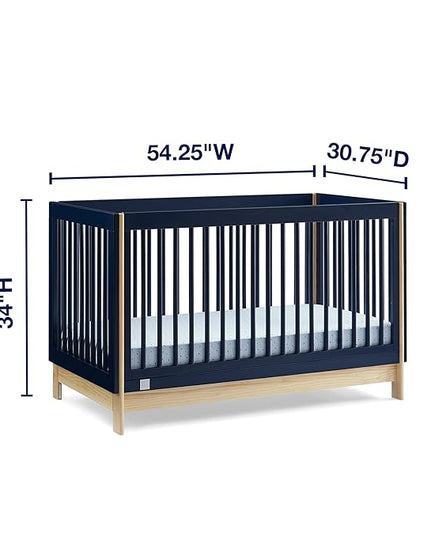 Delta Children babyGap Tate 4-in-1 Convertible Crib + Brannan Bear Bookcase with Bins + Brannan Bear Wall Shelf with 4 Hooks, Navy/Natural (Bundle) - LeafyLoom