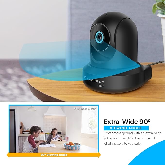 Amcrest 4MP ProHD Indoor WiFi, Security IP Camera with Pan/Tilt, Two-Way Audio, Night Vision, Remote Viewing, 4-Megapixel @30FPS, Wide 90° FOV, IP4M-1041B (Black) Amcrest