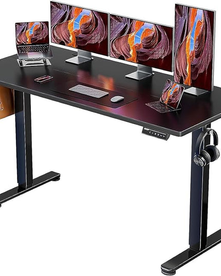 ErGear Height Adjustable Electric Standing Desk, 63x 28 Inches Sit Stand up Desk, Large Memory Computer Home Office Desk (Black) - LeafyLoom