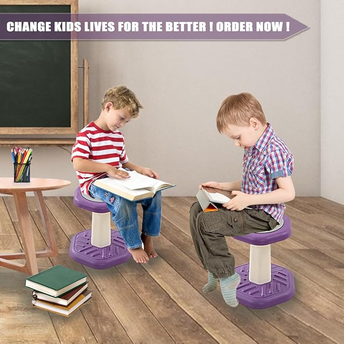 Active Chairs Kids Preschool Wobble Stool - Alternative Flexible Seating Balance Wiggle Stool for Classroom,Preschool,Kindergarten&Elementary School,Active Sensory Chairs,Ages3-8,Purple(14in) - LeafyLoom