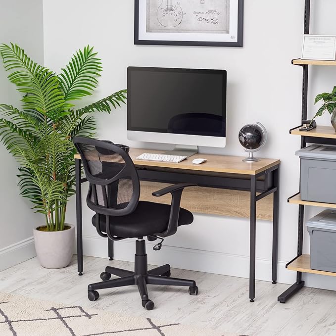 IRIS OWDN-1252 Computer Desk with Organizer and Cable Tray, 45" - Rustic, Wood - LeafyLoom