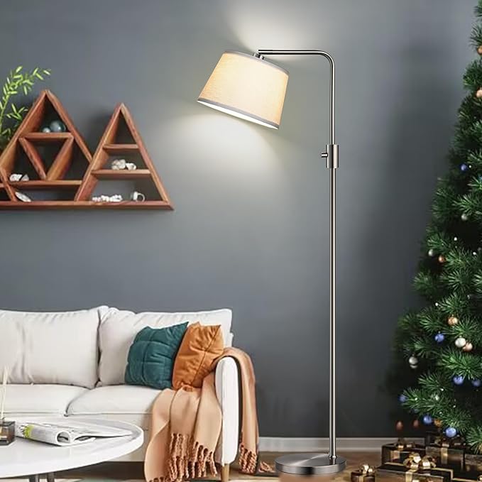 【Upgraded】 Dimmable 1000 Lumens LED Edison Bulb Included, Brushed Nickel Arc Floor Lamps Modern Standing Lamp Tall Lamps for Living Room Bedroom - LeafyLoom