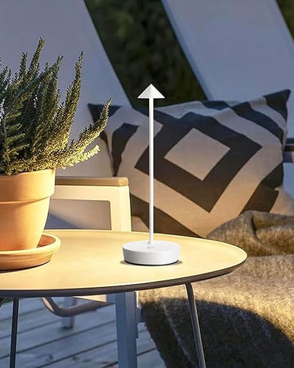 Set of 2 Rechargeable Cordless Table Lamp,6000mAh LED Battery Operated Desk Lamp Touch 3 Color Dimming Portable Outdoor Waterproof Table Light for Patio/Restaurant/Dining/Home (White) - LeafyLoom