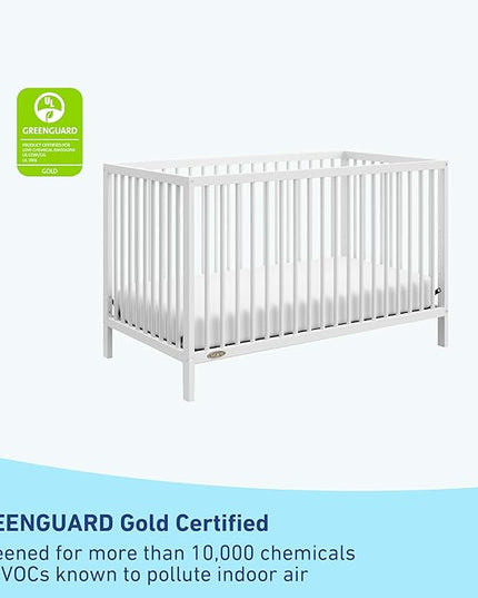 Graco Teddi 5-in-1 Convertible Crib (White) – GREENGUARD Gold Certified, Converts to Daybed, Toddler & Twin Bed with Headboard and Footboard, Adjustable Mattress Height - LeafyLoom