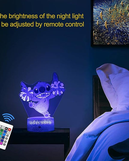 Stitch Gifts, Stitch Night Light for Kids, Stitch Decoration 3D Night Light, 16 Colors Change with Remote - LeafyLoom