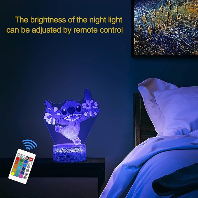 Stitch Gifts, Stitch Night Light for Kids, Stitch Decoration 3D Night Light, 16 Colors Change with Remote - LeafyLoom