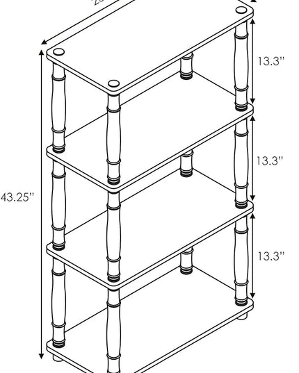 Furinno Turn-N-Tube 4-Tier Multipurpose Shelf Display Rack, Classic Tubes, French Oak Grey/Black - LeafyLoom