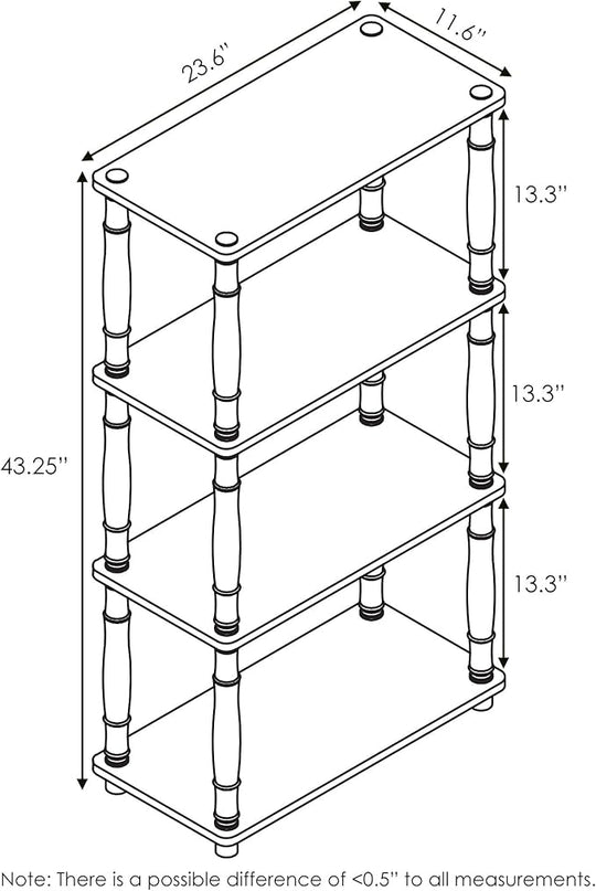 Furinno Turn-N-Tube 4-Tier Multipurpose Shelf Display Rack, Classic Tubes, French Oak Grey/Black - LeafyLoom