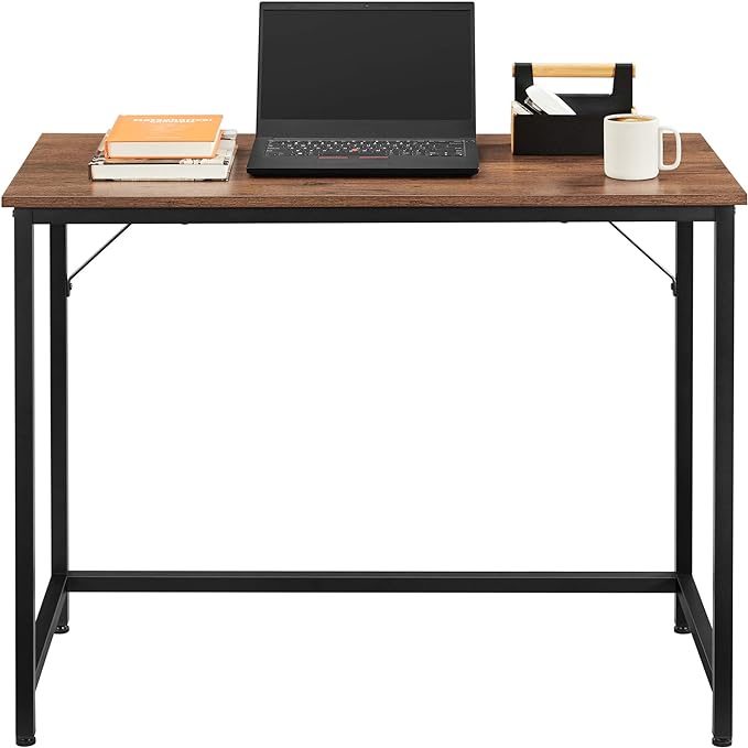 VASAGLE Computer Desk, Gaming Desk, Home Office Desk, for Small Spaces, 19.7 x 39.4 x 29.5 Inches, Industrial Style, Metal Frame, Hazelnut Brown and Black ULWD041B03V1 - LeafyLoom