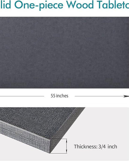 Kaboon Universal Tabletop 55"x23.62", Solid One-Piece Melamine Table Top, Double Desk L-Desk DIY, Home and Office Countertop, Greylish Blue - LeafyLoom
