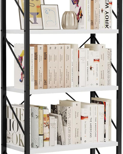 YITAHOME 5-Tier Bookshelf, Freestanding Black and White Book Shelf, Modern Minimalist Open Display Storage Book Shelves Standing Shelving Unit for Living Room Bedroom Home Office, White - LeafyLoom