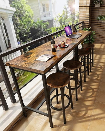 Recaceik 3 Piece Pub Dining Set, Modern bar Table and Stools for 2 Kitchen Counter Height Wood Top Bistro Easy Assemble for Breakfast Nook Living Room Small Space Restaurant, Rustic Brown 39” - LeafyLoom