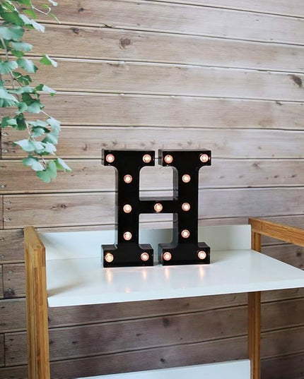 Light Up Black Alphabet Marquee Letters Sign LED Marquee Number Lights Sign for Night Light Home Bar Christmas Lamp Birthday Party Wedding Decoration H - LeafyLoom